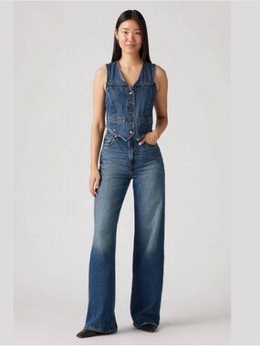 Levi's Dark Blue Flare Wide Leg Jeans